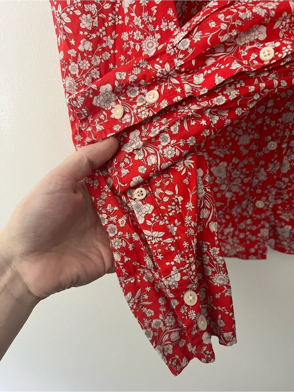J Crew Liberty Of London Slim Perfect Shirt Summer Blooms Red Floral 6 Cotton